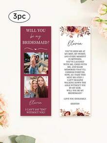 Customized Bridesmaid Invitation Card - Personalized Photo Album Design, Printed With "Will You Be My Bridesmaid?", Provides 3 Photo Upload Options, Perfect For Fun Bridesmaid Invitation, Bridesmaid Gift, Creative Design, Durable Card - Multicolor - View 24