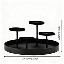 1pc Rustic Metal Tray Candle Holder, Small 4-Candle Rustic Metal Tray - Elegant Home Decor, Tabletop Display And Special Occasions, Metal Black Candle Holder (Candles Not Included), Romantic Candlelight Dinner, Wedding Decor, Christmas And Holiday Decor, Conical Candle Holder Metal Candle Stand For Tabletop Center - Black - View 7