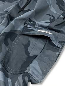 男士迷彩战术工作裤，1条装，可调节抽绳腰带，适合户外运动、徒步旅行、旅游；均码，情人节好礼。 - 灰色 - 查看 5