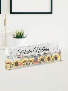 Personalized Acrylic Desk Nameplate With Succulent Floral Design,Contemporary Style Office Decor, Ideal For Bedroom, Custom Name Psychologist Office Sign For Desk, Non-Electric, Perfect For Christmas And Halloween Gifts - Multicolor - View 40