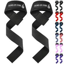 Lifting Straps For Weightlifting Gym Strength Training - Wrist Straps With Neoprene Padded Cotton - Men & Women – Ideal For Powerlifting, Bodybuilding & Deadlifts - 黑色 - 查看 9