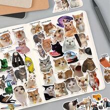 50pcs Cat Meme Collection Doodle Stickers, Cute & Funny Cat Decals For Motorcycle, Luggage, Decoration - Multicolor - View 4