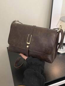 New Solid Color Versatile Flip Personalized Shoulder Bag, Classic Versatile Square Women's Diagonal Shoulder Bag, Suitable For Shopping, Wallets, Shopping, Young Women, College Students, Newcomers, And White-Collar Workers. They Are Very Suitable For Offices, Universities, Work, Business, Commuting, Outdoor Activities, Travel, And Outings - Coffee - View 5