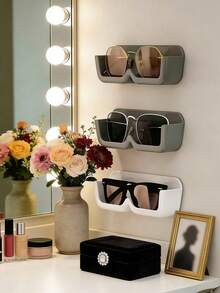 4pcs/Set Transparent Eyeglasses Storage Box, Bedside Organizer, Bathroom Rack, Eyewear Holder, Drill-Free Hard Protective Glasses & Tissue Box, Available In 1pc And 4pcs - Multicolor - View 3