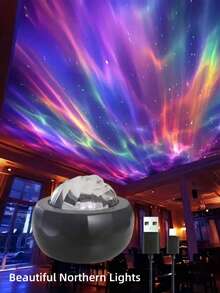 1pc 7-Color Northern Lights Atmosphere Lamp - Dreamlike Northern Lights Projection Lamp, Bedroom Starry Sky Projection Romantic Night Light, Multiple Lighting Modes, Remote Control, Suitable For Party Decor, Date Venue, Home Decor - Multi-color light - View 6