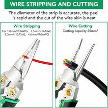 1pc 8-In-1 Multifunctional Pointed Nose Pliers, Electrical Crimping Tool, Cable Cutter, Wire Stripper, Wire Winding & Pressing Pliers, Manual Wire Cutting Stripper, Multifunctional Electrician Pliers, Wire Cutter