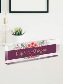 Personalized Acrylic Desk Nameplate With Succulent Floral Design,Contemporary Style Office Decor, Ideal For Bedroom, Custom Name Psychologist Office Sign For Desk, Non-Electric, Perfect For Christmas And Halloween Gifts - Multicolor - View 53