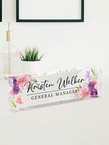 Personalized Acrylic Desk Nameplate With Succulent Floral Design,Contemporary Style Office Decor, Ideal For Bedroom, Custom Name Psychologist Office Sign For Desk, Non-Electric, Perfect For Christmas And Halloween Gifts - Multicolor - View 38