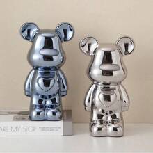 1pc Ceramic Melted Glaze Depressed Bear Sculpture, Lead-Free Reinforced Anti-Breakage Collectible Art Piece, Luxurious Artistic Toy Style, Ideal For Displaying On Liquor Cabinet, Entryway, Or Whiskey Rack, Perfect High-End Home Decor - Multicolor - View 5