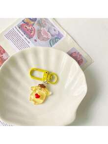 Sanrio 1/6pcs Anime Transparent Glitter Keychain Cartoon Music Bag Pendant Cute Key Accessories (Some Accessories Randomly Shipped)