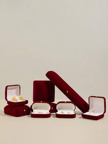 1pc Ring Box, Bracelet Jewelry Box, Necklace Display And Storage Box. Convenient And Practical - Red - View 2