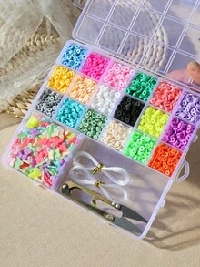 1 صندوق متعدد الألوان الخرز الزجاجي طقم مع حرف , قلب , ابتسامة وجه , شكل نجم DIY صنع المجوهرات اكسسوارات الى قلادة , سوار , اقراط , كفر موبايل اكسسوارت - متعدد الألوان - مشاهدة 3