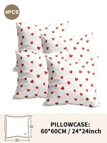 1pc/2pcs/4pcs Polyester Heart Pattern Pillowcase (Pillow Insert Not Included), Soft & Comfortable, Suitable For All Seasons - Multicolor - View 32
