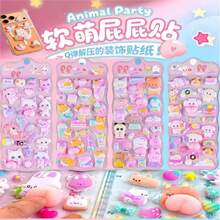 3D可爱DIY贴纸，3D卡通场景贴纸可重复使用，趣味DIY剪贴簿、计划本、日记本、笔记本、笔记本电脑、手机壳贴纸，成人浮雕消磨时间贴纸 - 彩色 - 查看 1