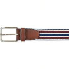 Cinturón de cuero con cordones Cinturón Hombre - Cincha Elástica - Azul Marino/Rojo - Ver 8