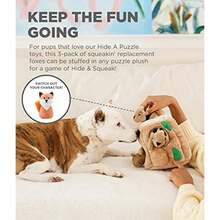 Outward Hound Squeakin' Racoon Hide A Puzzle - Juguetes de Repuesto para Perros, Paquete de 3(Replacement Animals Zorro) - Multicolor - Ver 4