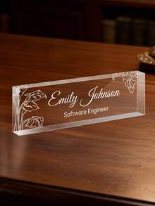 Placa de escritorio de acrílico personalizada con logotipo de la empresa - Placa decorativa de oficina personalizada, adecuada como regalo para el jefe o la empresa, bloque de vidrio acrílico transparente personalizado, regalo de oficina, regalo de agradecimiento para colegas, jefe, maestro/empleado, decoración de escritorio de oficina unisex, decoración de sala de estar - Multicolor - Ver 23