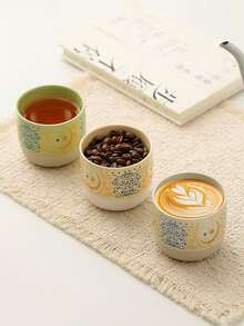 1pc Vintage Star & Moon Ceramic Coffee Mug, Retro Coarse Pottery Star & Moon Ceramic Tea Cup, Water Cup, Kung Fu Tea Cup, Black Tea Cup, Ceramic Handled Cup, Ceramic Cup, Breakfast Cup, Milk & Juice Cup, Gift Mug