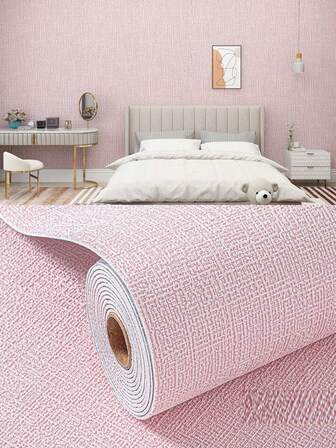 3D自粘亚麻布墙贴，防水防潮壁纸，适用于客厅、卧室和走廊等家居装饰，尺寸：50*2.8米，DIY亚麻布壁纸墙贴