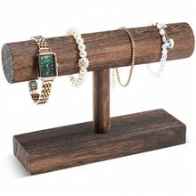 Bracelet Holder Display Bracelet Organizer, Wooden Bracelet Stand For Selling, T-Bar Bangle Storage Rack Wood Watch Display Tower For Business - Brown - View 14