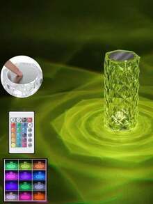 1pc Romantic Rose Atmosphere Crystal Lamp, Warm And Romantic Decorative Table Lamp, Bedroom Bedside Small Night Light, Living Room Atmosphere Crystal Lamp - Multicolor - View 9