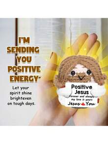 1pc Christian Gift, Positive Crocheted Item Bestowed By Jesus To Women, Encouraging Bible, Catholicism, Religious Spirit, Faith In God's Baptism, Handmade Birthday Retirement Gift, Gift For Dad, Jesus' Religious Crochet Work, Positive Introduction. - Multicolor - View 3