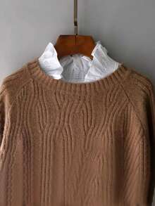 1pc Women's Elegant Pure White Polyester Fashion Fake Collar, V-Neck Lace Collar Ruffle Collar, Suitable For Autumn/Winter Daily Wear - Multicolor - View 5