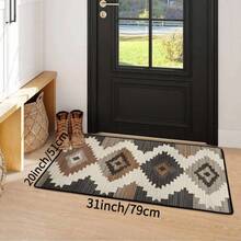 [Machine Washable Vintage Long Rug/Area Rug] 1pc Western Greek Key Greek - For Residential & Commercial Spaces, Runner Rug, Entry Rugs, Machine Washable Long Mat, Room Decor, Home Decor For Bathrooms, Bathtub Areas, Hallways, Balconies, Bedrooms, Entryways, Laundry, Living Room, Bedside And Sofa Area Mat, Durable And Soft Floor Mat - Brown - View 7