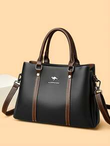 女士真皮柔软PU手提包 复古单肩托特包 奢华设计师款女士大容量钱包包 A Main