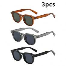 Bộ 3 chiếc kính gọng oval nhỏ, chất lượng cao, thiết kế tối giản, cá nhân hóa, phù hợp cho các dịp thường ngày, du lịch, tiệc tùng, đi biển và trang trí hàng ngày. - Gói kết hợp 3 món - Xem 6