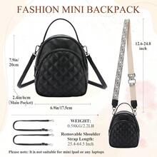 Mini Backpack PurseWomen's Fashion Convertible Shoulder Bag With Guitar Strap - Black - View 2