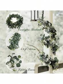 1pc Artificial Money Leaf & Baby's Breath Vine, Fake Greenery For DIY Wreath, Home Decor, Wedding, Valentine's Day Party, Suitable For Easter, Mother's Day, Room, Bedroom, Wedding Party Decoration - Green - View 7