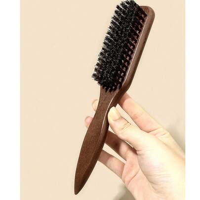 Unisex Boar Bristle Hair & Beard Brush - Fragrance-Free Professional Hairstyling Brush, Suitable For Thick/Thin Hair, Can Clean Ombre Hair And Trim, Create Smooth Hairstyles