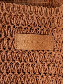 Burberry Stylish Brown Straw Bag, Goddess-Like Raffia Tote Bag, New Large-Capacity Cosmetic Bag. - Caramel Color - View 2