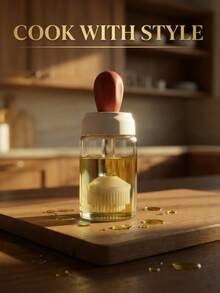 1个硼硅酸盐玻璃油刷瓶，可拆卸易清洗，防尘防潮，适用于烘焙/烧烤/烹饪/户外露营，无异味硅胶刷头，优质烹饪瓶 - 彩色 - 查看 4