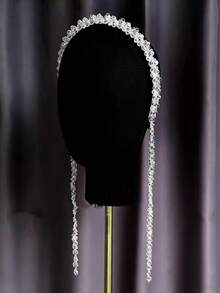 1件手工串珠长流苏合金发箍，新娘发饰，可爱甜美公主风水晶发箍，时尚奢华婚礼装饰，适合日常、生日派对、拍照、表演、婚礼等场合。 - 彩色 - 查看 6