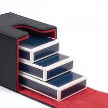 1 Flip-Top Faux Leather Card Storage Box, Portable For Organizing And Collecting Cards, Suitable For Storing And Collecting Game Cards And TCG Cards. - Black - View 8