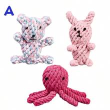 Colorful Handmade Woven Dog Rope Toys, Funny Animal Strawberry Pineapple Rope Toys, Cartoon Carrot Rope, Rabbit/Lion/Octopus/Elephant/Bear Plush Toys, Suitable For Training, Teeth Cleaning And Interactive Play For Medium And Small Dogs, Pet Supplies - Multicolor - View 3