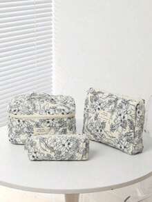 1pc/3pcs Handheld Makeup Bag, Makeup Bag, Makeup Bag, Travel Makeup Bag, Home Makeup Bag, School Makeup Bag, Dormitory Makeup Bag, Large Capacity Makeup Bag, Women's Makeup Bag, Makeup Storage Bag, Travel Storage Bag, Ultra Light, Durable, Expandable, Load Reducing, Acceptable, Suitable For Bedroom, Bathroom, Hotel, Travel, Lipstick, Brush, Phone, Coin, Home, Travel And School Use (L Size Is Too Small, It Is Recommended To Take XL Or XXL Size) - Multicolor - View 3