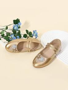 Zapatos de niña con suela blanda y antideslizante tipo Mary Jane, zapatos de princesa dorados. Zapatos con brillantes para niñas pequeñas para concursos de belleza - Dorado - Ver 5