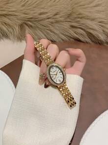 1 Stück Damen Ovale Quarz Uhr, elegant & modisch, geeignet für den täglichen Gebrauch, auch toll als Geburtstags-/Abschlussgeschenk oder für legere Anlässe - Gold - Übersicht 6