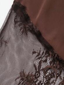 Seelio 女士时尚蕾丝拼接半身裙，休闲百搭，春夏款 - 棕色 - 查看 5