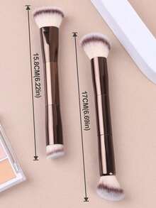 2pcs Professional Dual-Head Makeup Brushes, Powder Brush, Blush Brush, Cosmetic Tools, Soft Fibers, Easy To Carry, Travel Brush,Foundation Brush,Concealer Brush,Blush Brush,Contour Brush,Blush Brush,Bronzer Brush,Powder Brush,Foundation Brush,Blush Brush - 棕色 - 查看 9