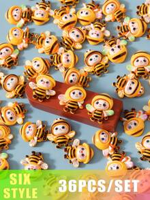 12/36/70pcs Cute Kawaii 3D Mini Bee Resin Charms Set, Flatback Bee Embellishments For Dollhouse Decor, DIY Crafts, Phone Case Decoden, Hair Clips, Scrapbooking, Shoe & Photo Frame Decoration, Bulk Animal Resin Accessories - Cute Bee - View 8