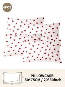 1pc/2pcs/4pcs Polyester Heart Pattern Pillowcase (Pillow Insert Not Included), Soft & Comfortable, Suitable For All Seasons - Multicolor - View 49