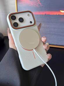 1pc Matte Textured Magnetic Phone Case, Compatible With IPhone 17 Air 16 15 14 13 12 11 Pro Max Plus, Supports Wireless Charging, TPU Soft Shell - White - View 3