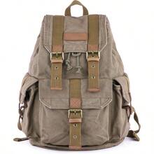 Gootium Canvas Backpack - Vintage Outdoor Rucksack Travel Day Pack - Armygreen - View 1
