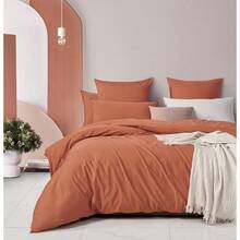 Gioia Casa 100% Vintage Washed Cotton Bed Quilt Cover Set - Ultra Soft Comfy Luxurious Duvet Cover With Zipper Closure - Elegant Quilt Cover Set For Bedding - Brick - Queen - 磚 - 查看 1