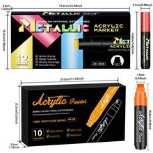 （1.5厘米/0.59英寸）宽口丙烯颜料马克笔 - 10种鲜艳色彩和12种金属色（12种金属色调可选）| 高覆盖力、大容量墨水和叠色功能，适合大胆的涂鸦和艺术项目 - 寬頭馬克筆 - 查看 10