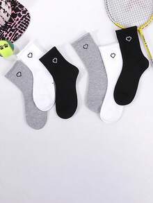 1pc Love Socks Women's Mid-Calf Korean Style Ins Versatile Solid Color Sports Socks Unisex Casual Mid-Calf Socks - Multicolor - View 4